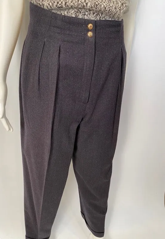 1980’s Chanel Boutique Vintage Gray Wool Pant Trouser US 6/8