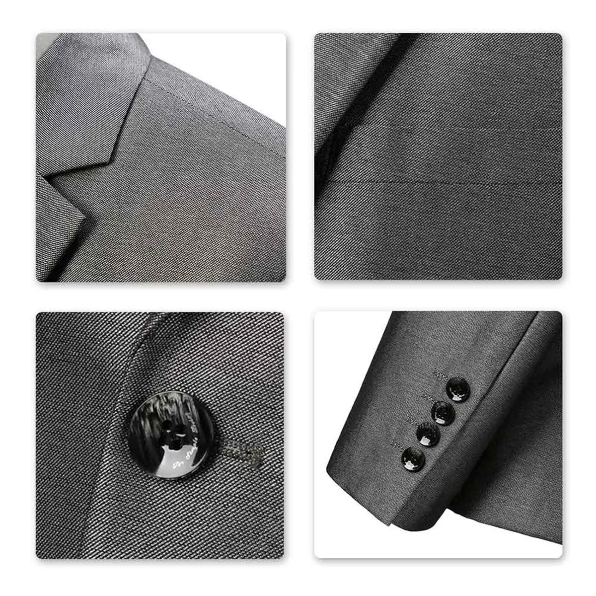 3-Piece Two Button Slim Fit Silver Grey Suit