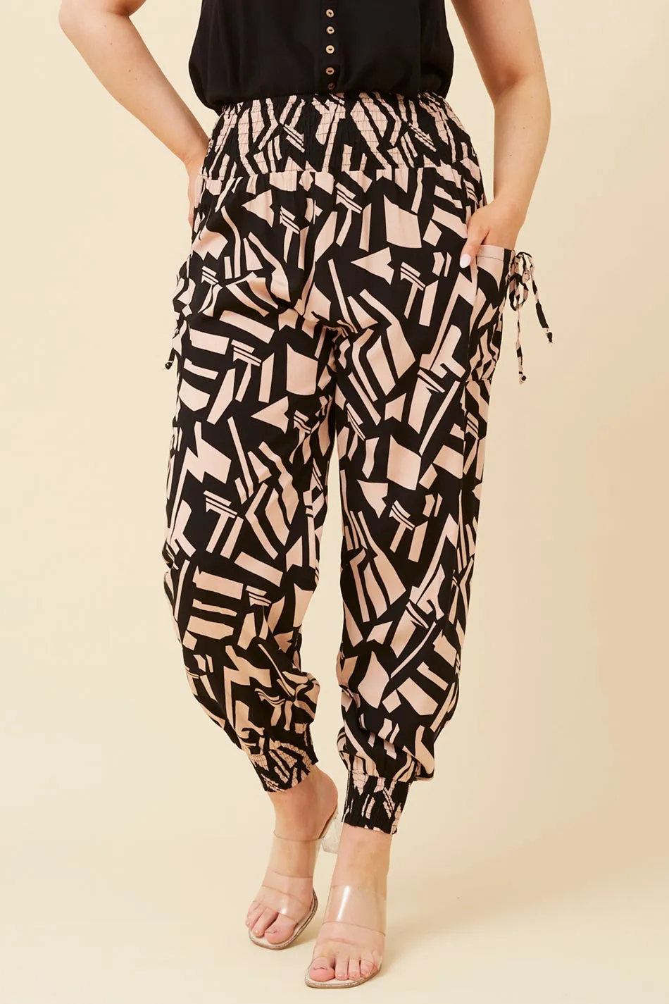 ABSTRACT PRINT HAREM PANTS