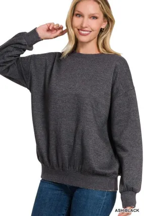 Acid Wash Fleece Oversized Pullover