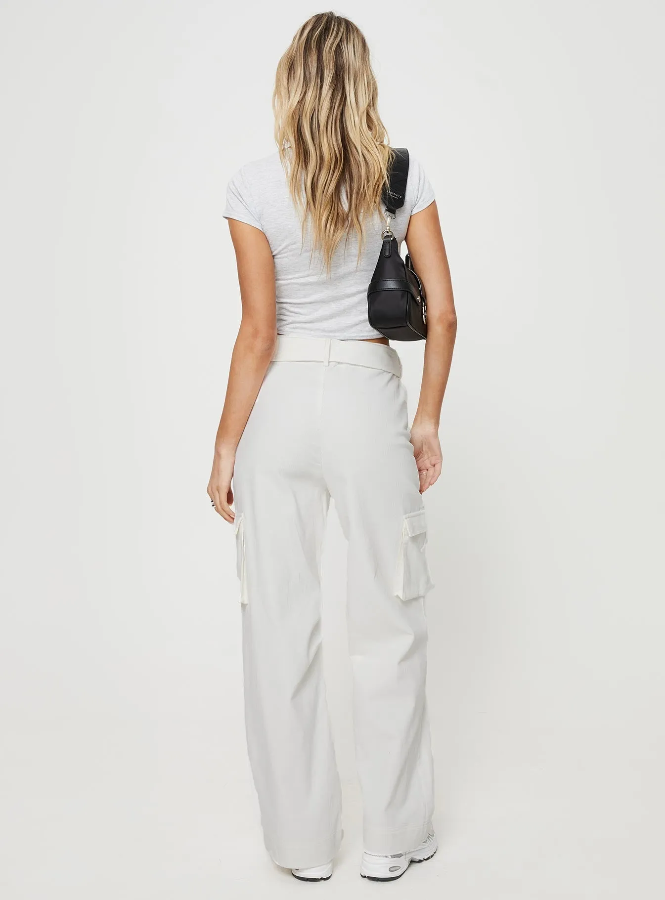 Aidane Cord Cargo Pants White