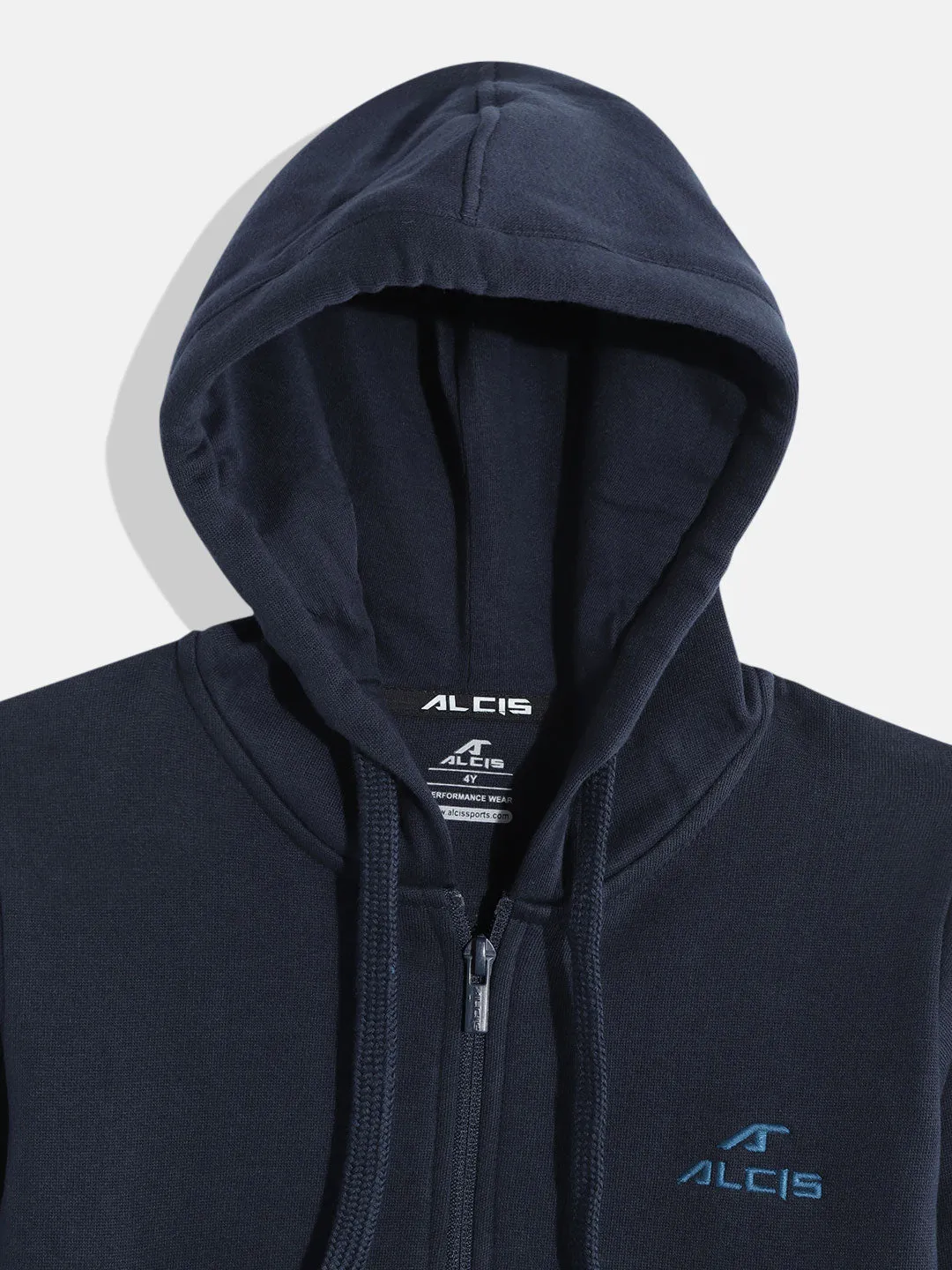 Alcis Boys Navy Blue Solid Hooded Sweatshirt