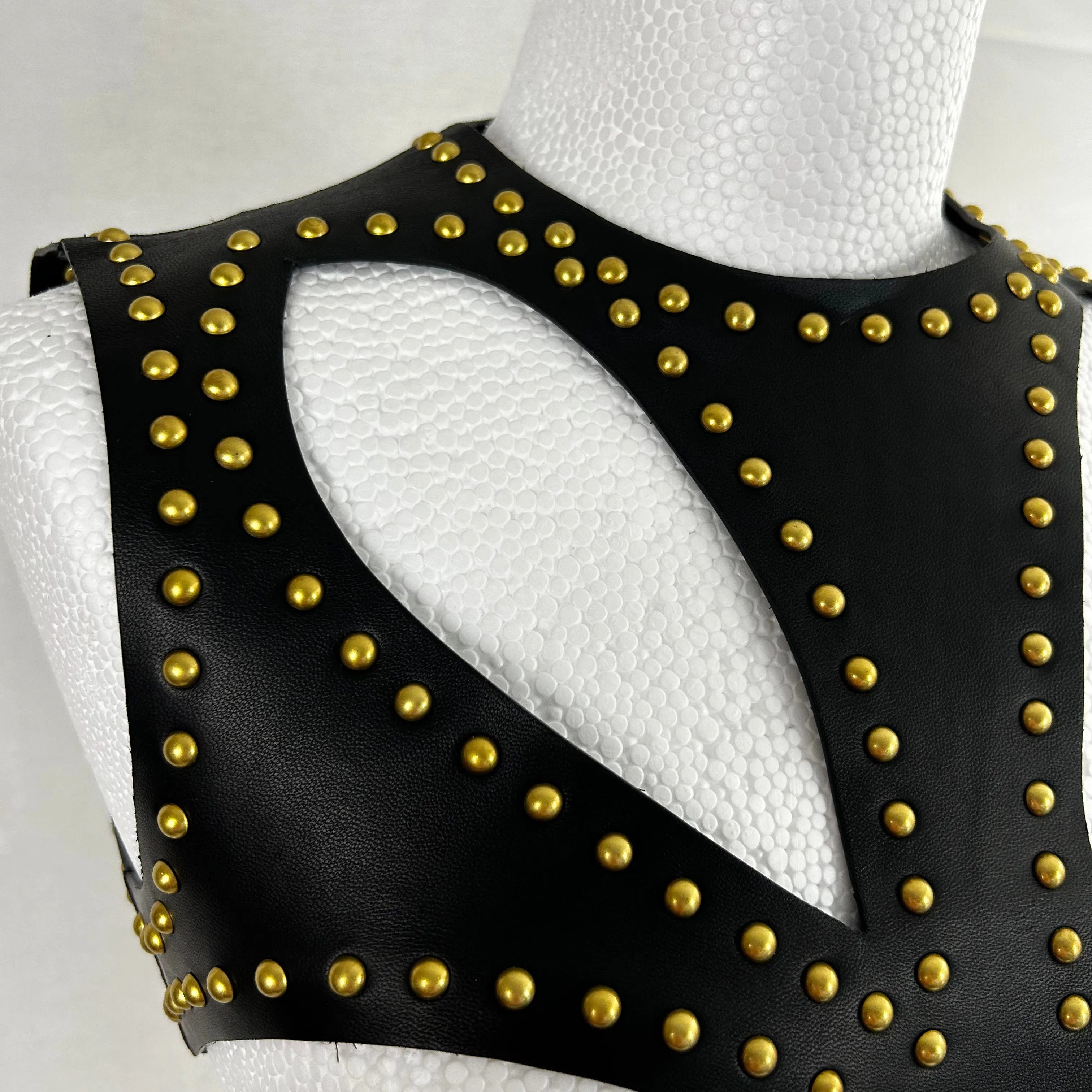 Alexander McQueen Brand New Black Studded Leather Harness Top XS