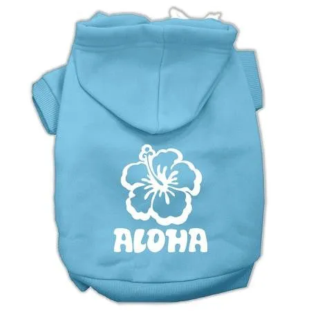 Aloha Flower Screen Print Pet Hoodies Baby Blue Size XXL (18)