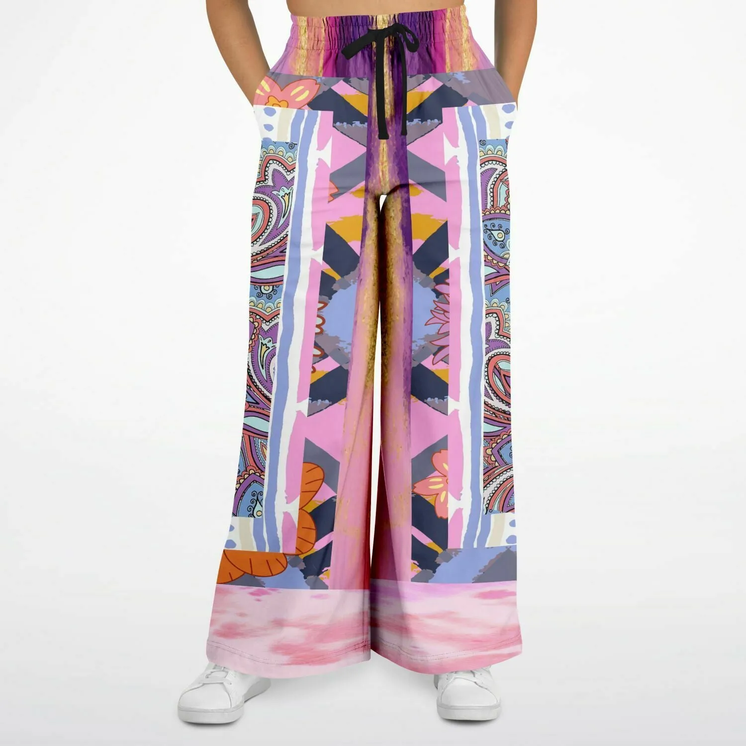 Bahama Mama Drama Pink Patchwork Stretchy Phat Bellbottoms