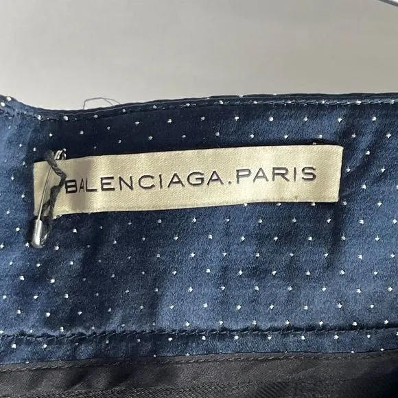 Balenciaga ParisBlack Trousers with Navy Dotted Waist Trim