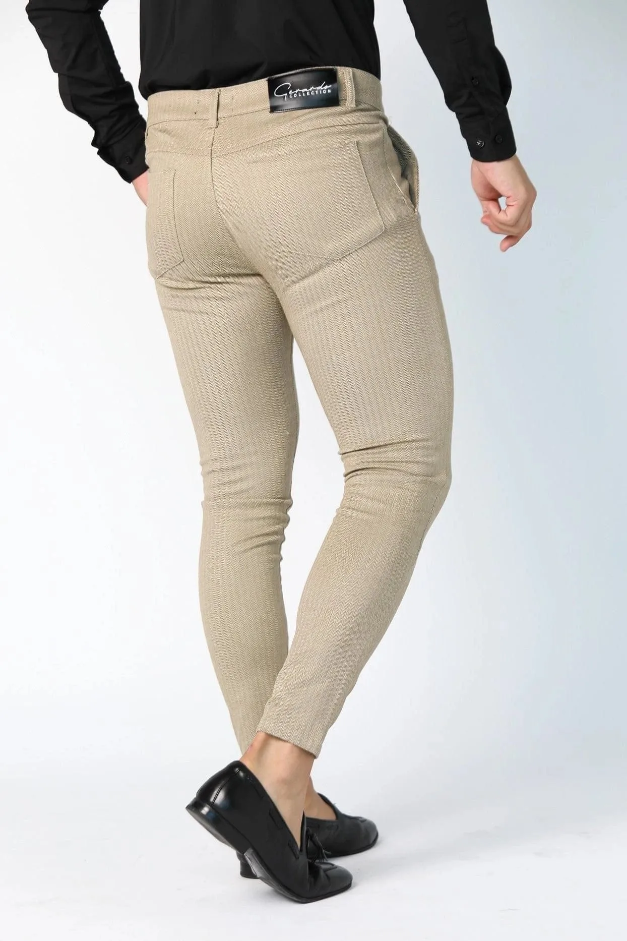 Beige Pin Stripe Dress Pants