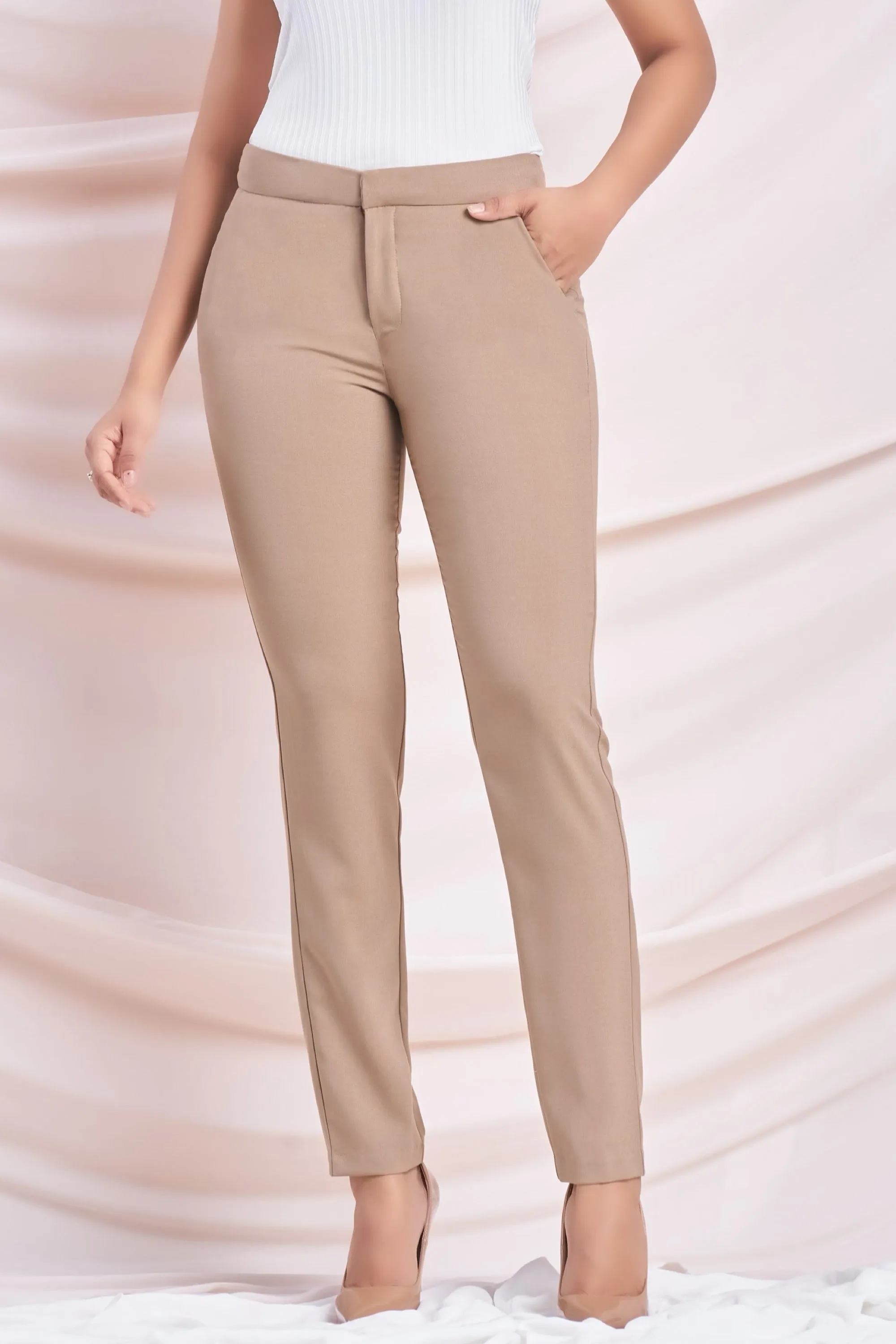 Beige Straight Cut Pant