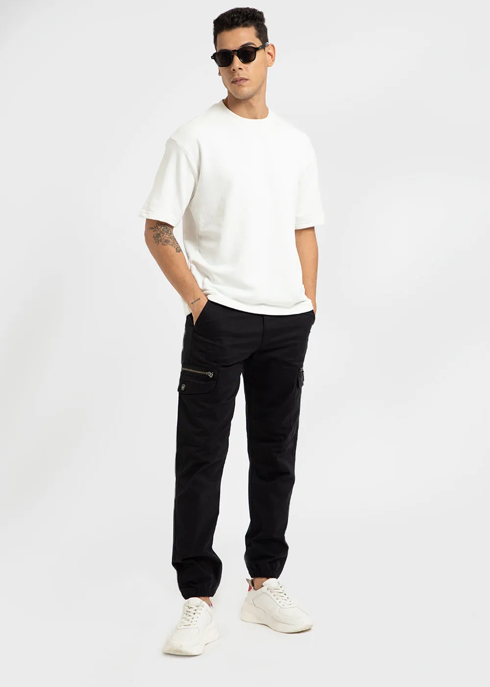 Black Elasticated Cargo Pant