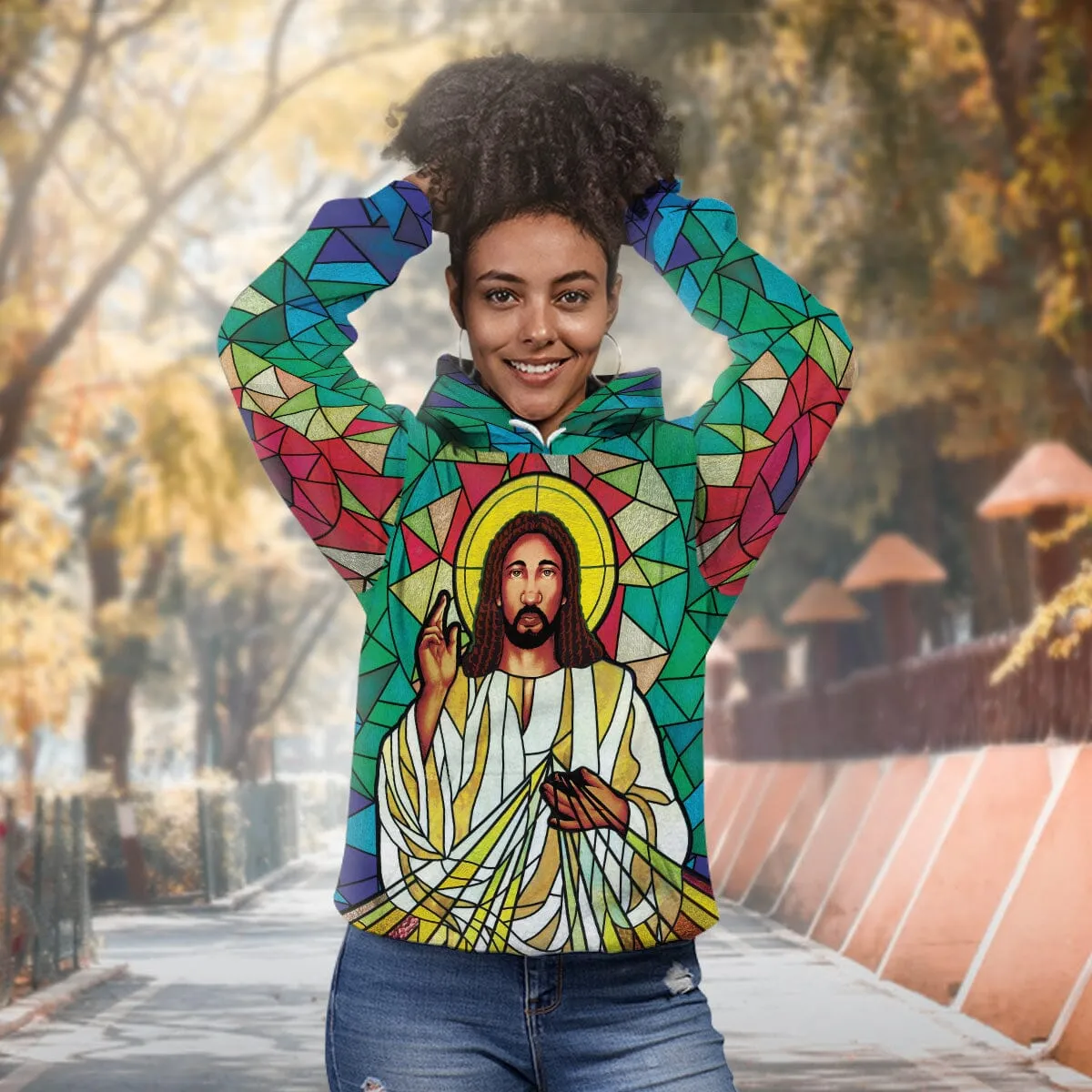 Black Jesus On The Stained Glass All-over Hoodie