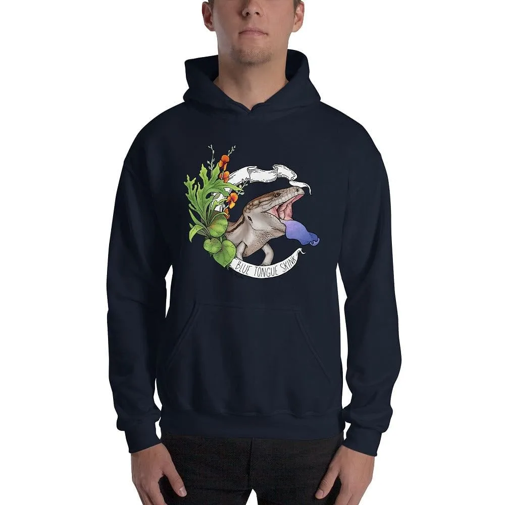 Blue Tongue Skink Banner Hoodie, Reptile Gift Pullover