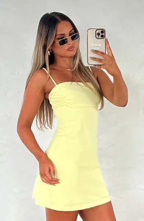 Come Find Me Mini Dress Lemon