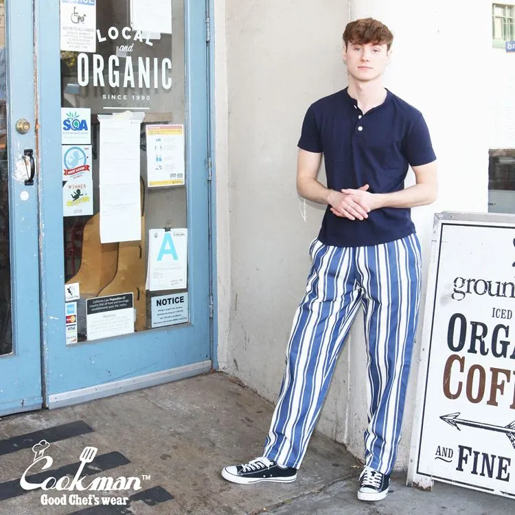 Cookman Chef Pants - Awning Stripe : Navy