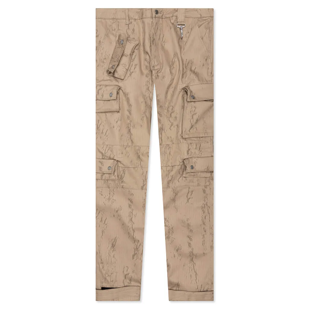 Cotton Herringbone Cargo Pants - Camo