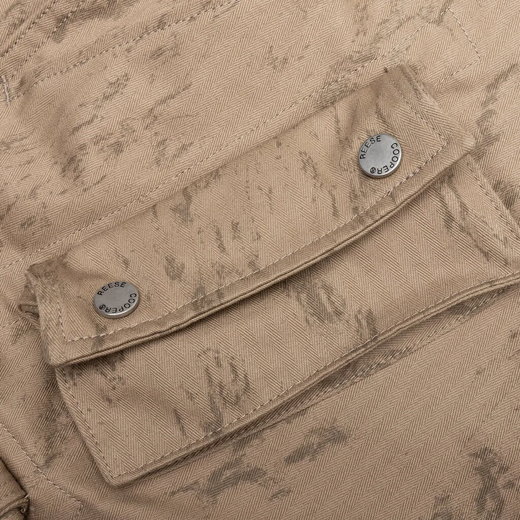 Cotton Herringbone Cargo Pants - Camo