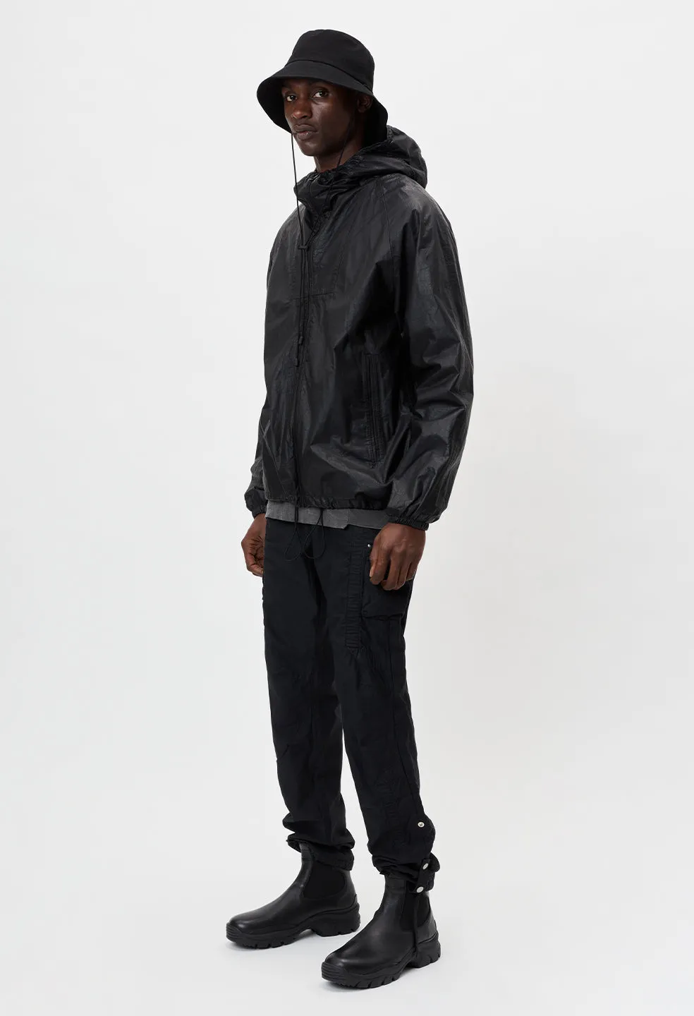 Cotton Poplin Frame Cargo Pants / Black