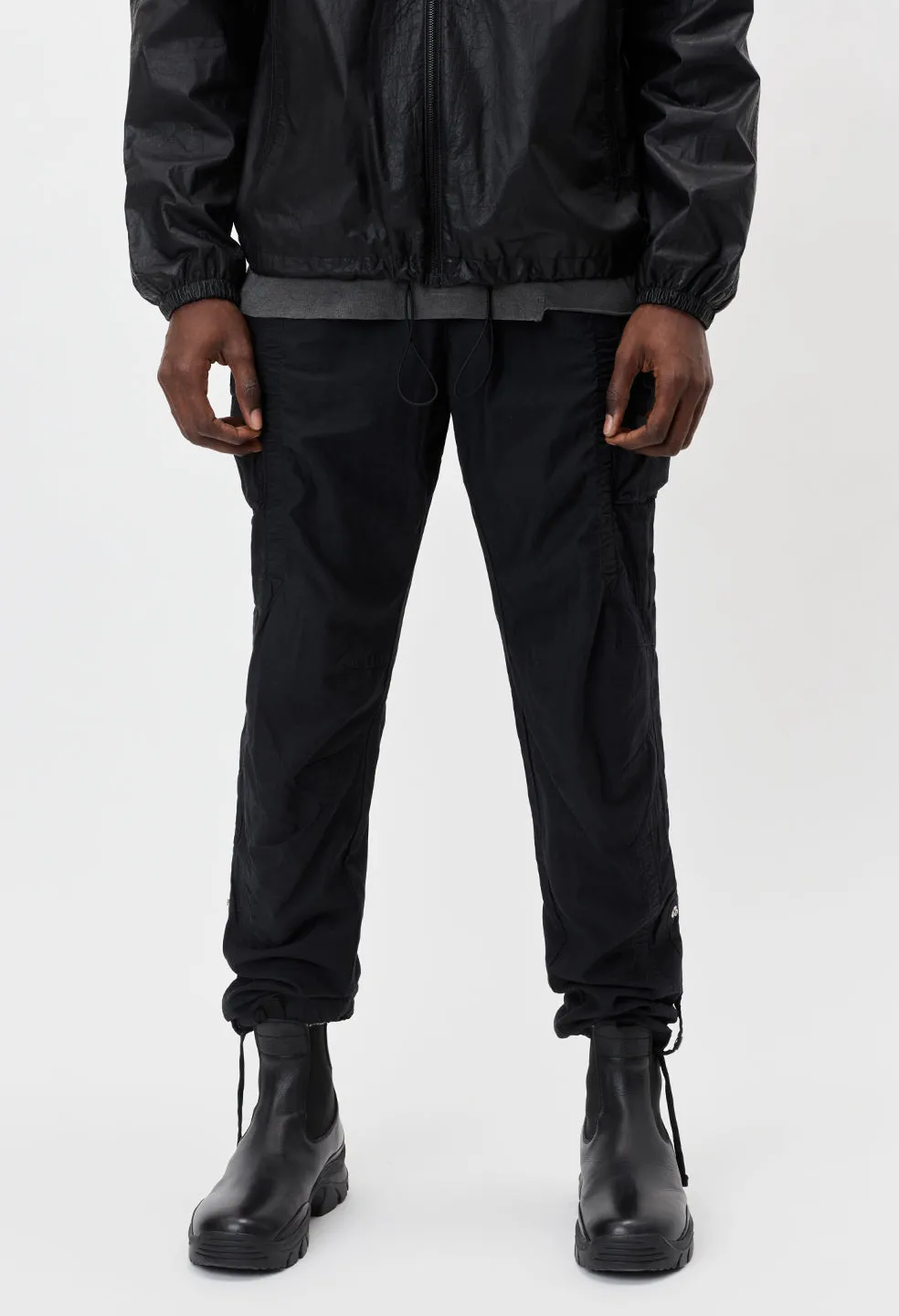 Cotton Poplin Frame Cargo Pants / Black