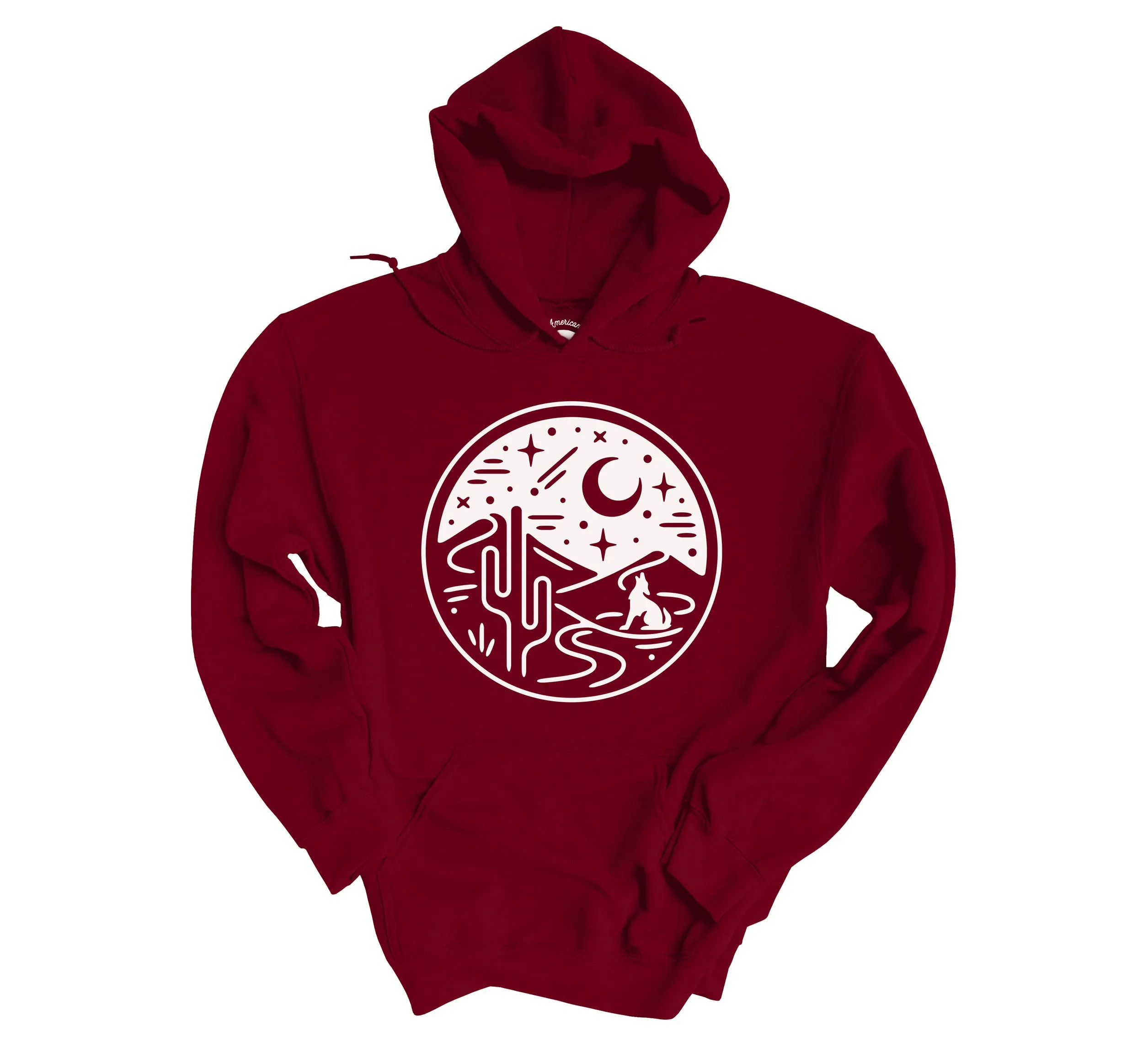 Desert Coyote Cactus Adult Hoodies - light or dark artwork