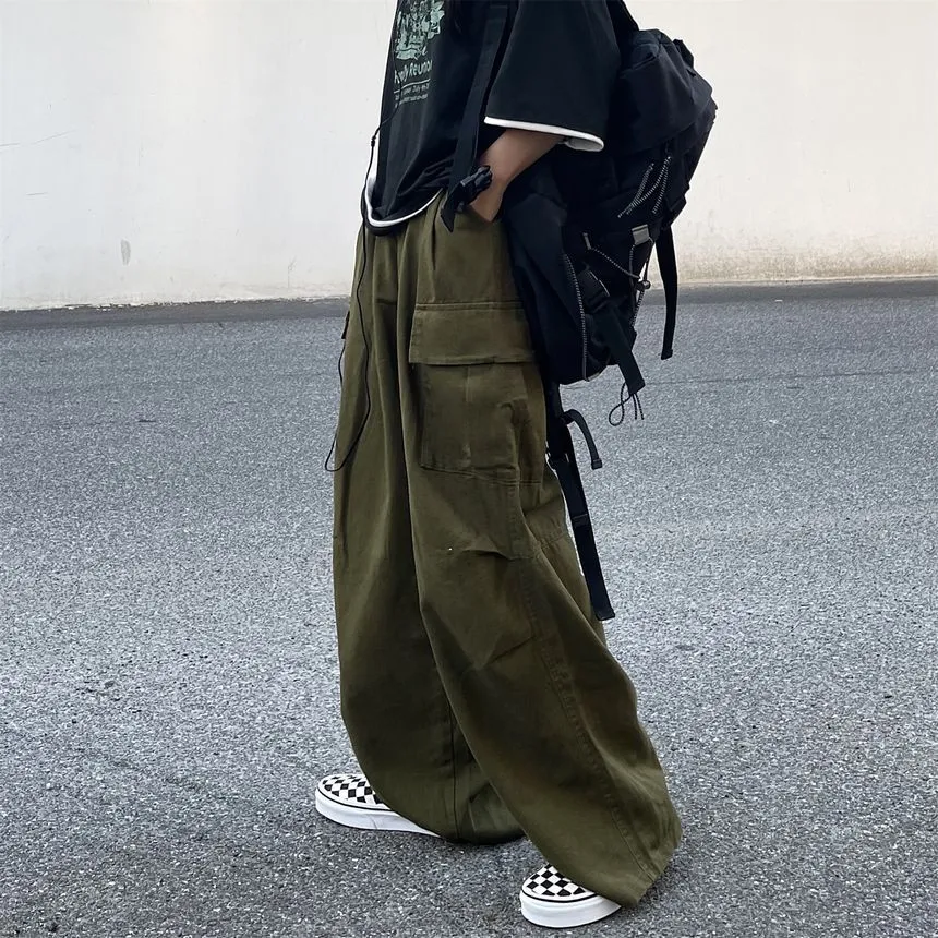 Elastic-Waist Wide-Leg Cargo Pants dd17