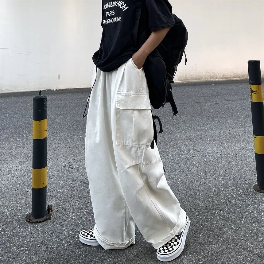 Elastic-Waist Wide-Leg Cargo Pants dd17