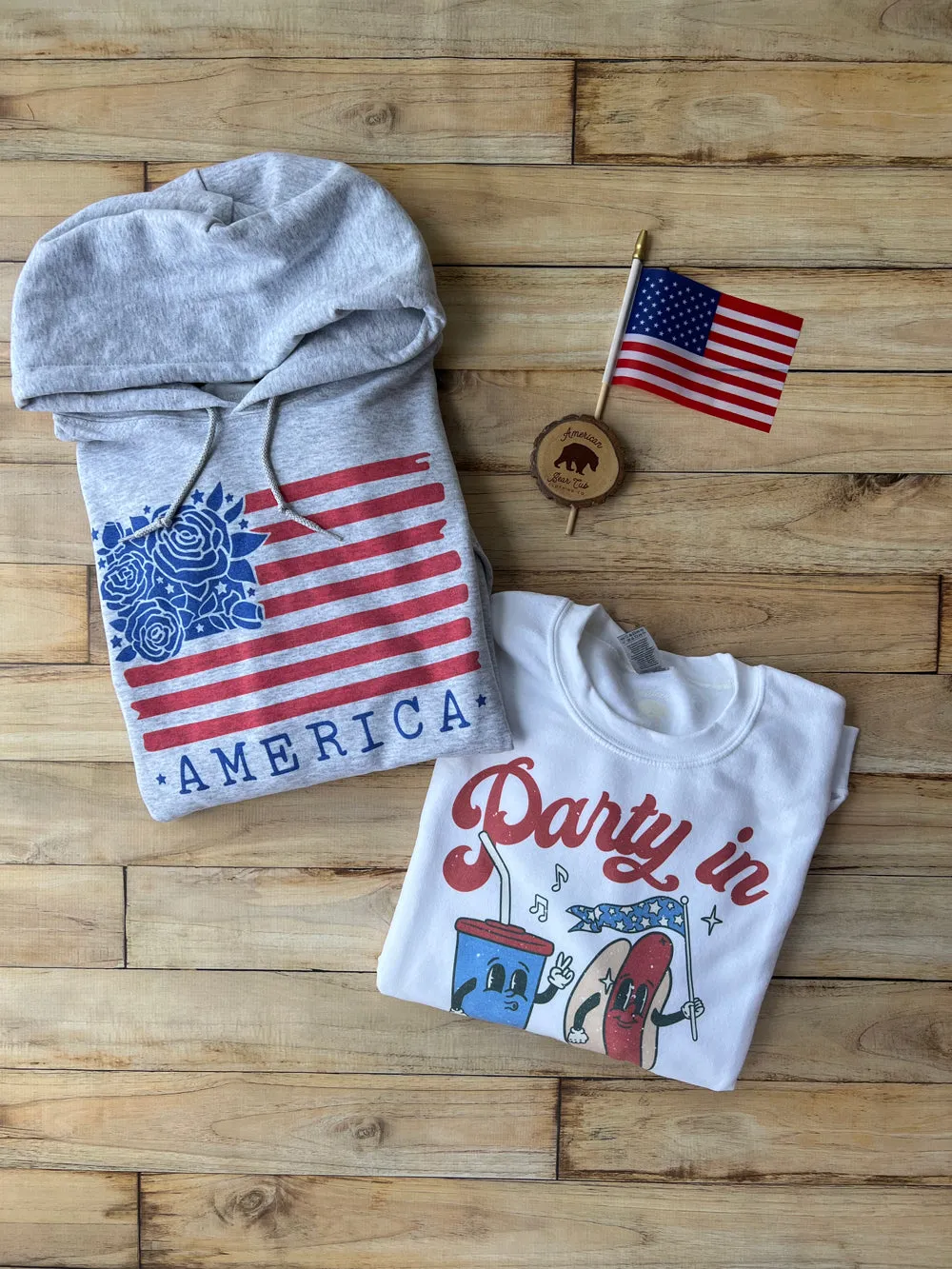 Floral American Flag Adult Hoodies