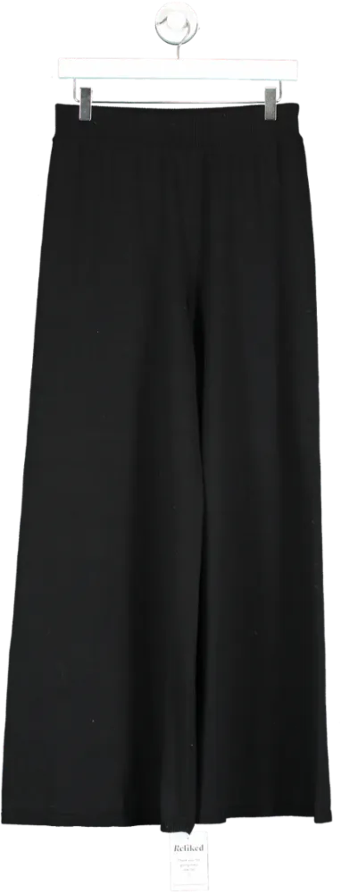 Free People Black Wide Leg Knit Look Pants UK S