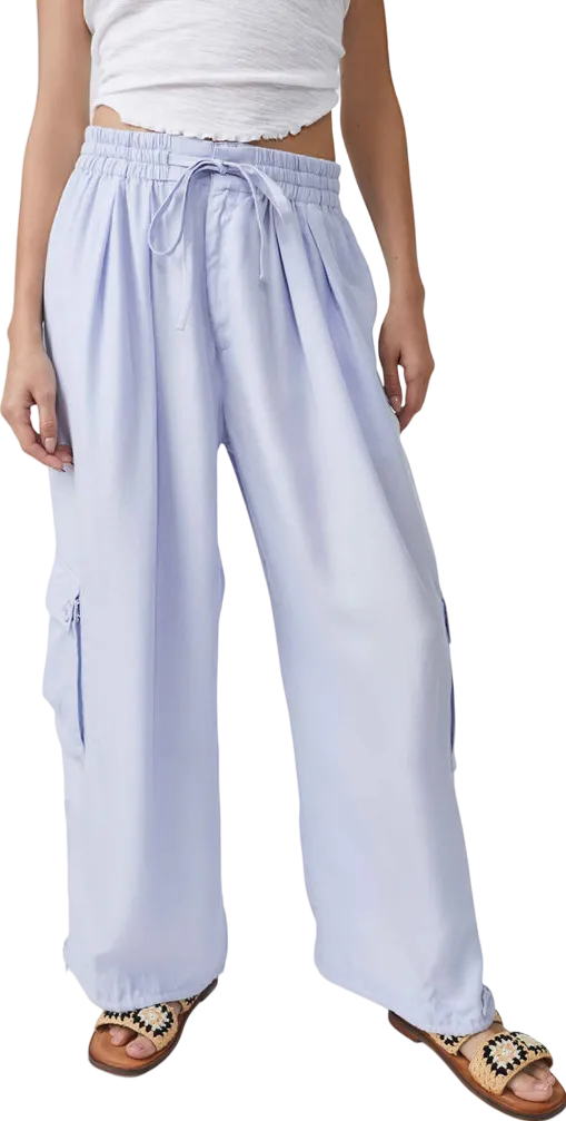 Free People Blue Palash Baggy Cargo Pants - Periwinkle UK M