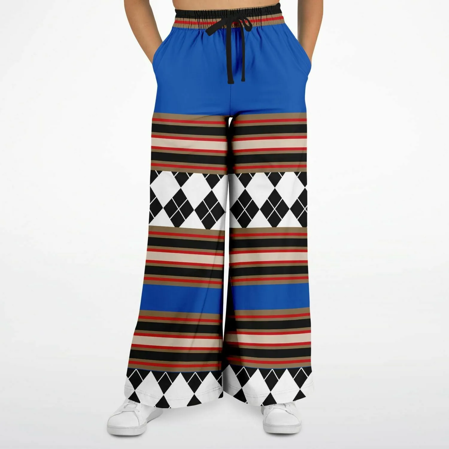 Gold Line Blue Eco-Poly Stretchy Phat Bellbottoms