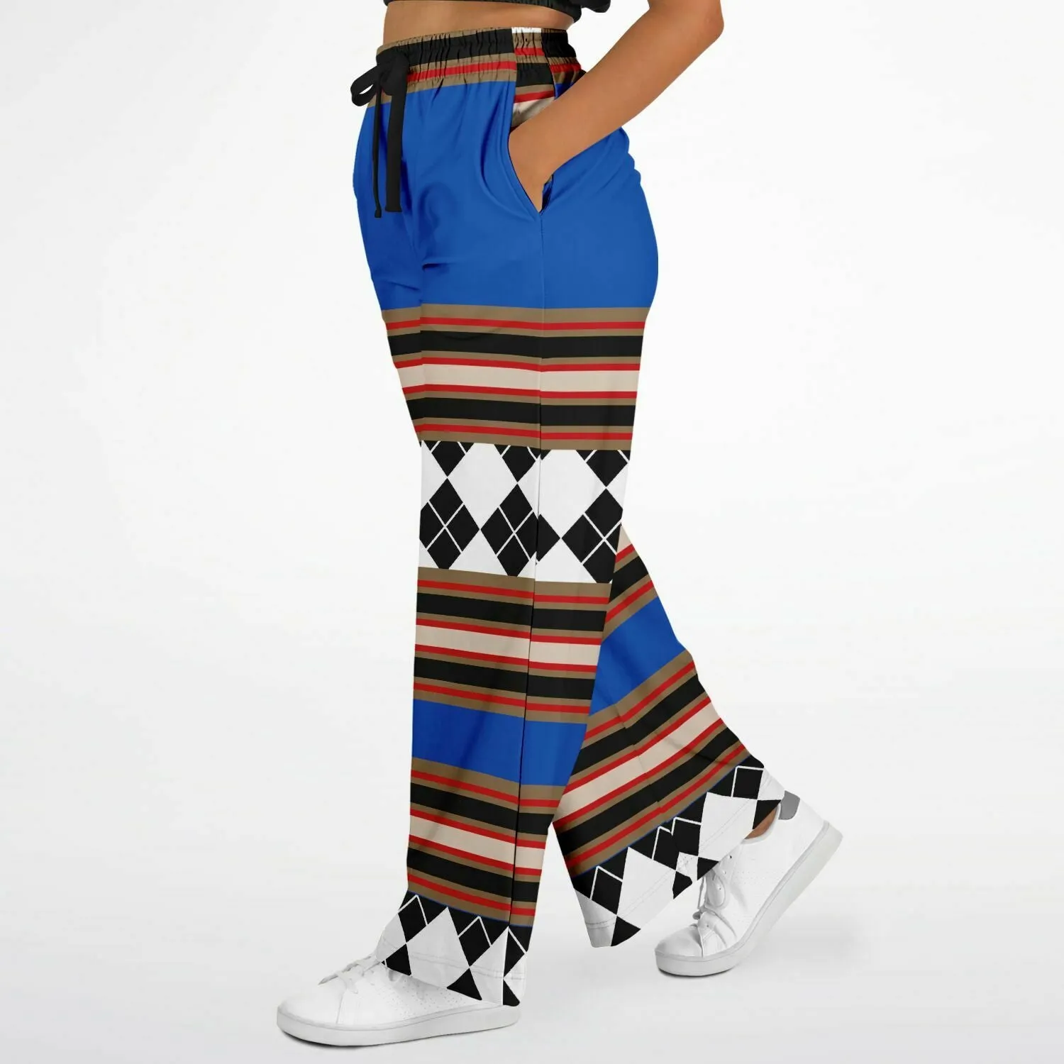 Gold Line Blue Eco-Poly Stretchy Phat Bellbottoms