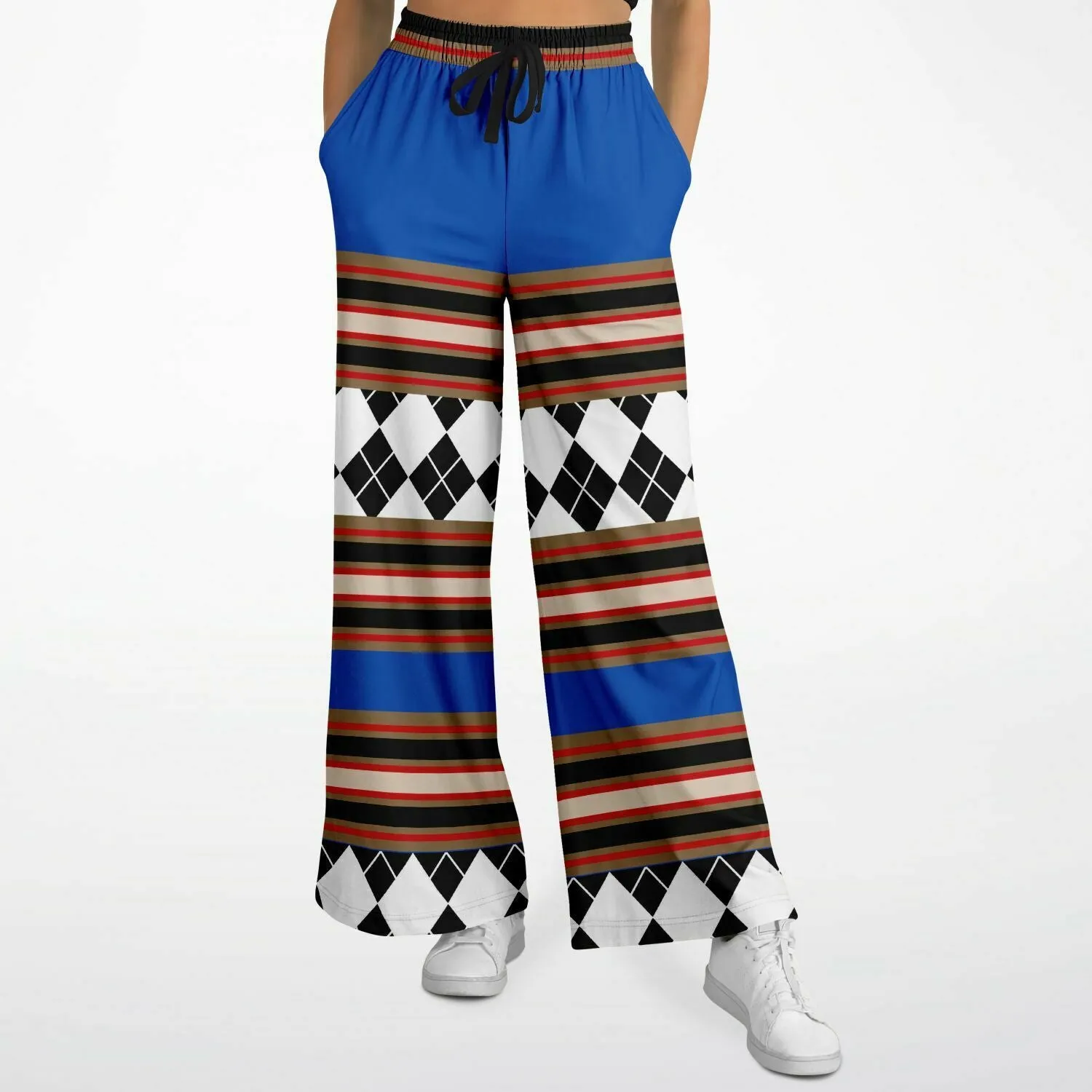 Gold Line Blue Eco-Poly Stretchy Phat Bellbottoms