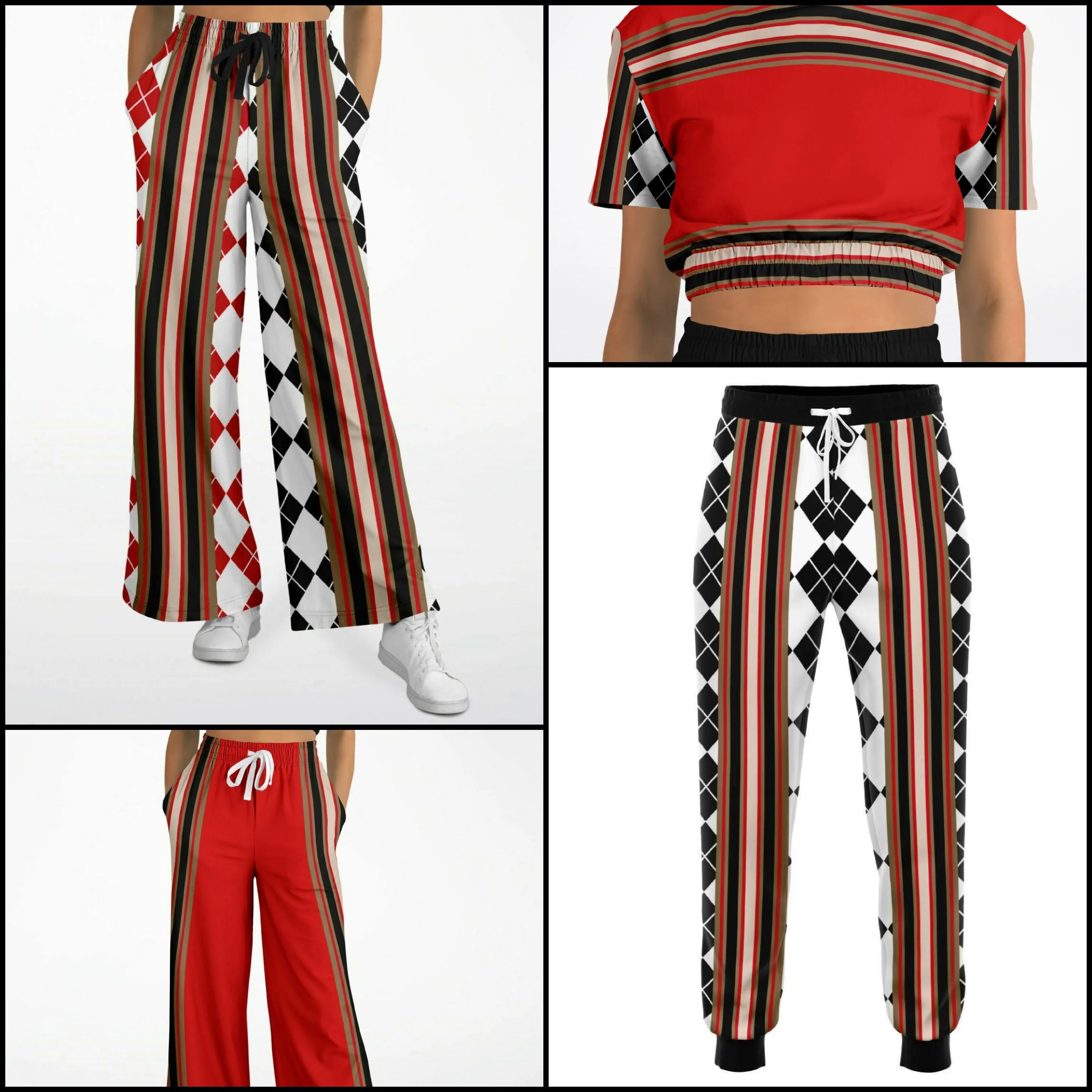 Gold Line Red Eco-Poly Stretchy Phat Bellbottoms