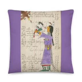 Humming Bird Woman Sends Her Prayers - Lilac Pillow