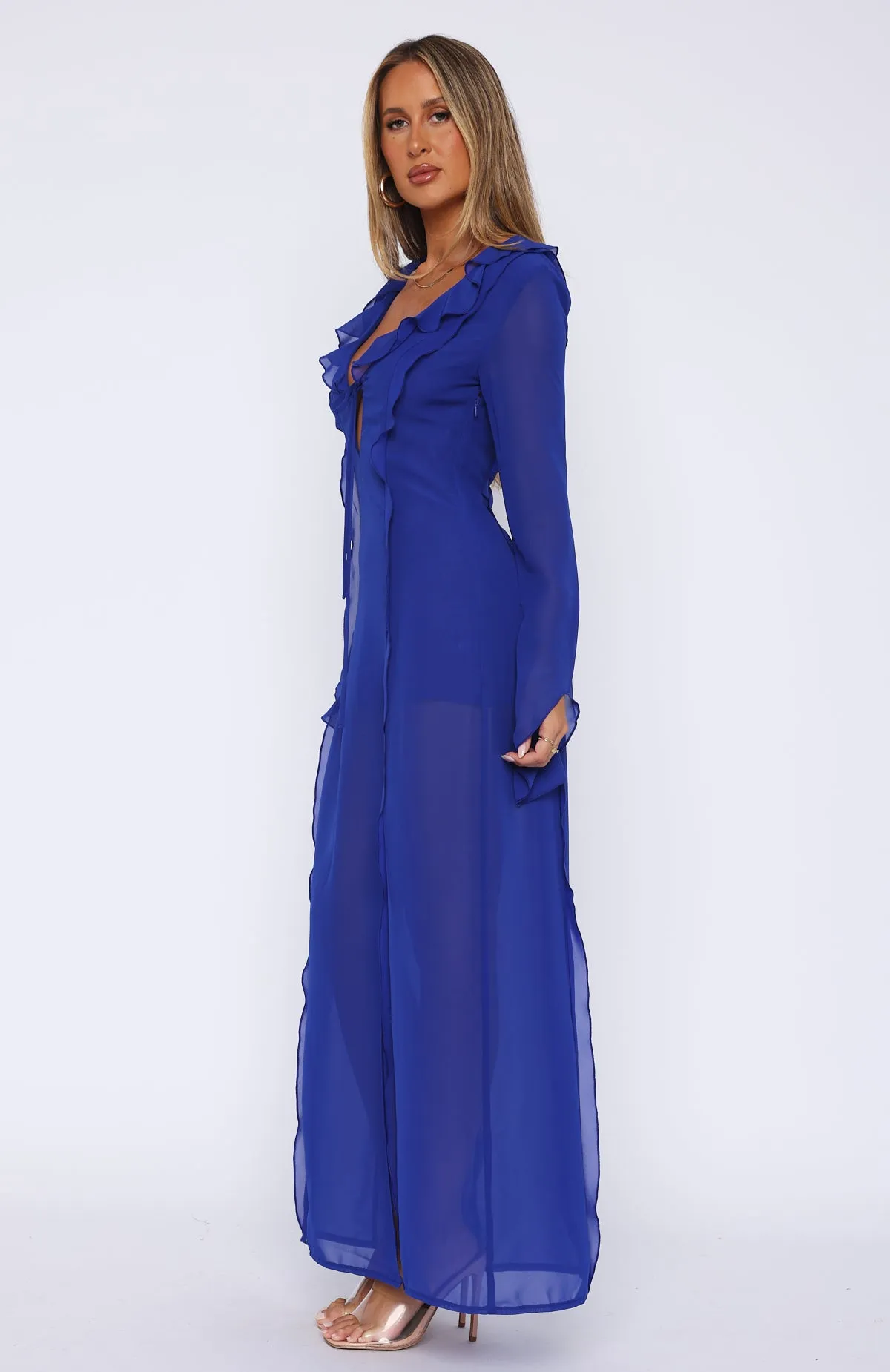 Isle Of Paradise Long Sleeve Maxi Dress Azure