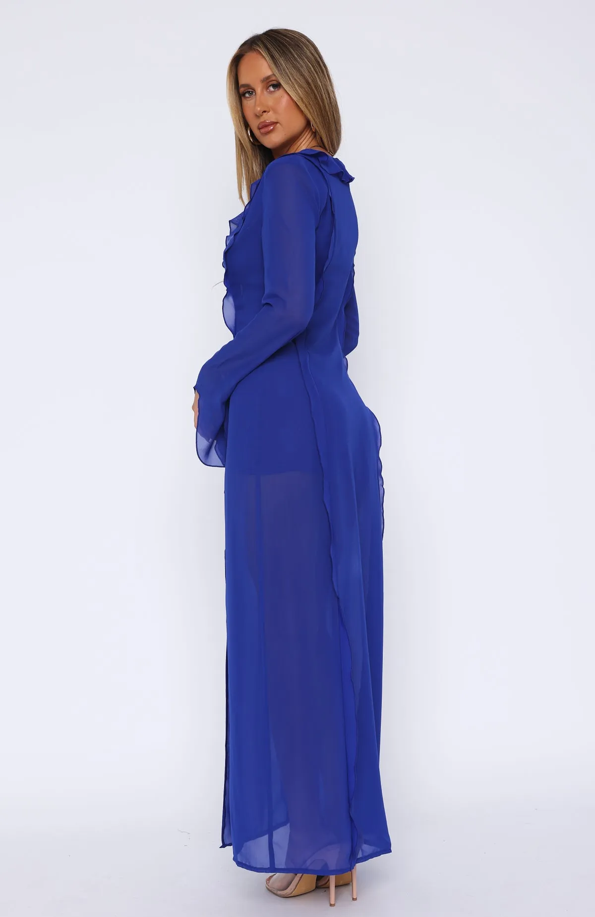 Isle Of Paradise Long Sleeve Maxi Dress Azure