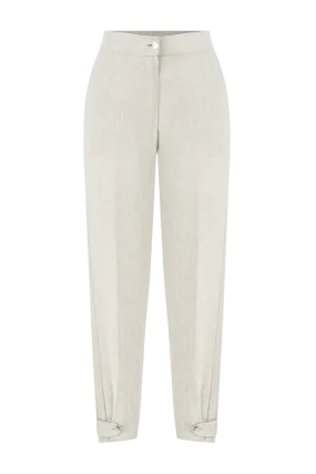 Labeca Beige Isla Barley Linen Tapered Pants UK S