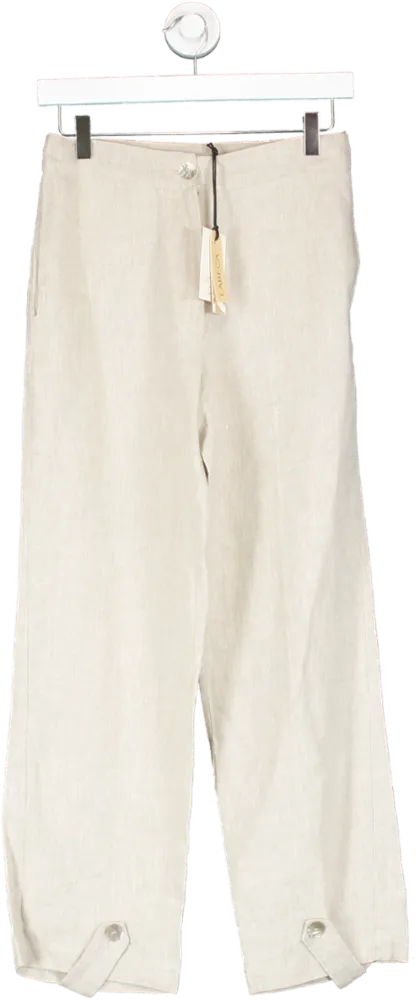 Labeca Beige Isla Barley Linen Tapered Pants UK S