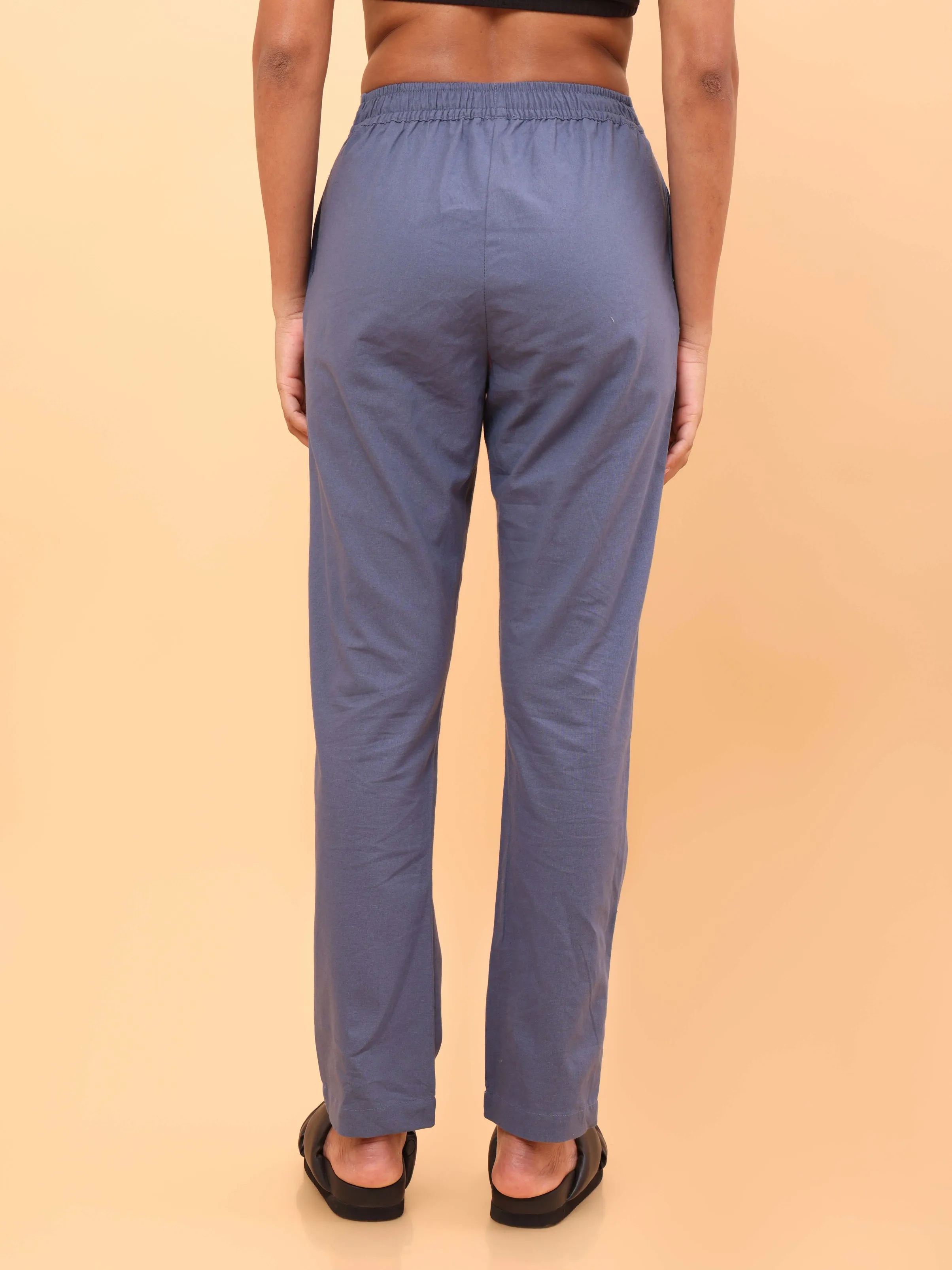 Light Blue Straight Cotton Pants