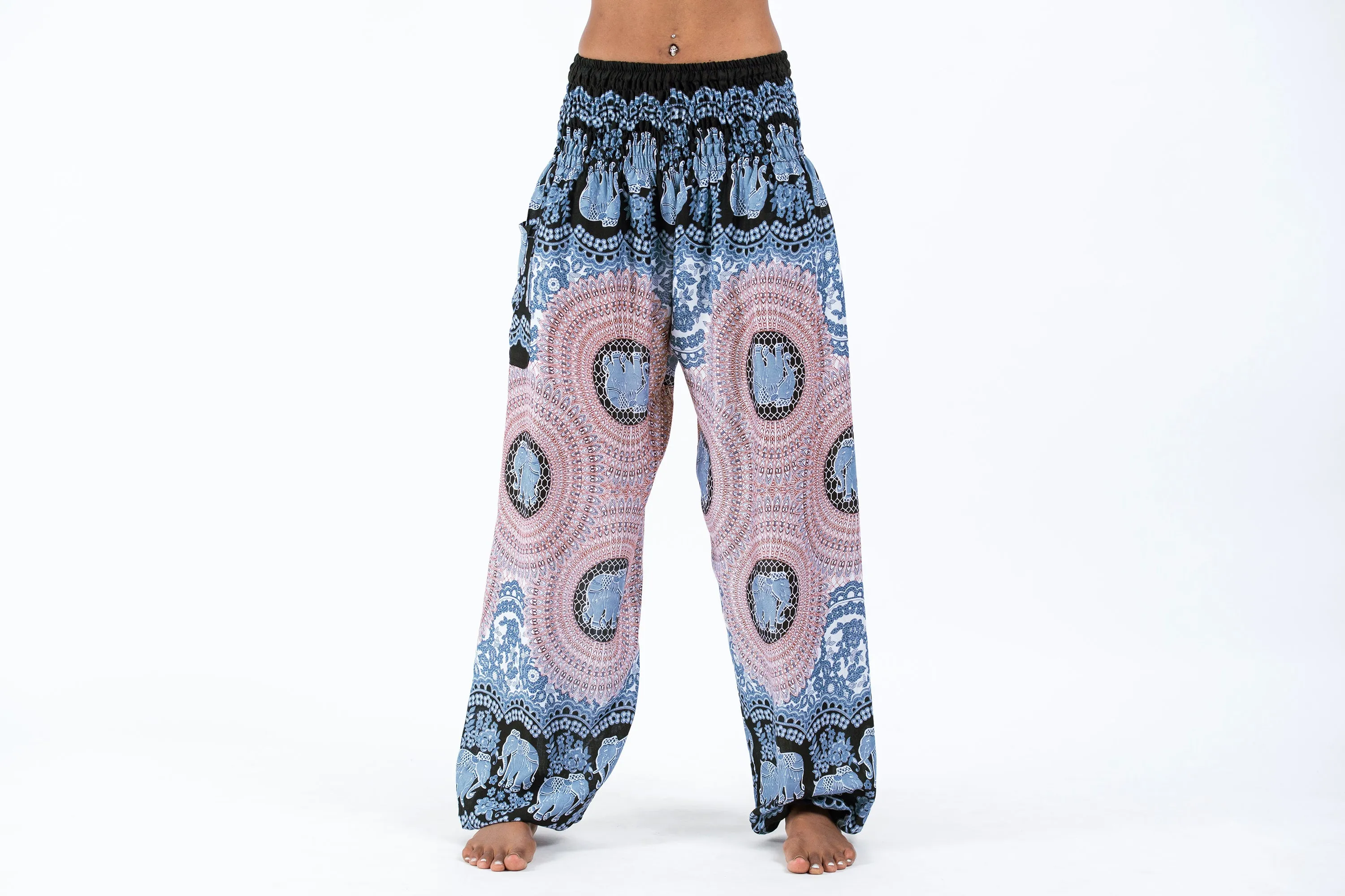 Mandala Elephant Women's Elephant Pants in Silver Gray