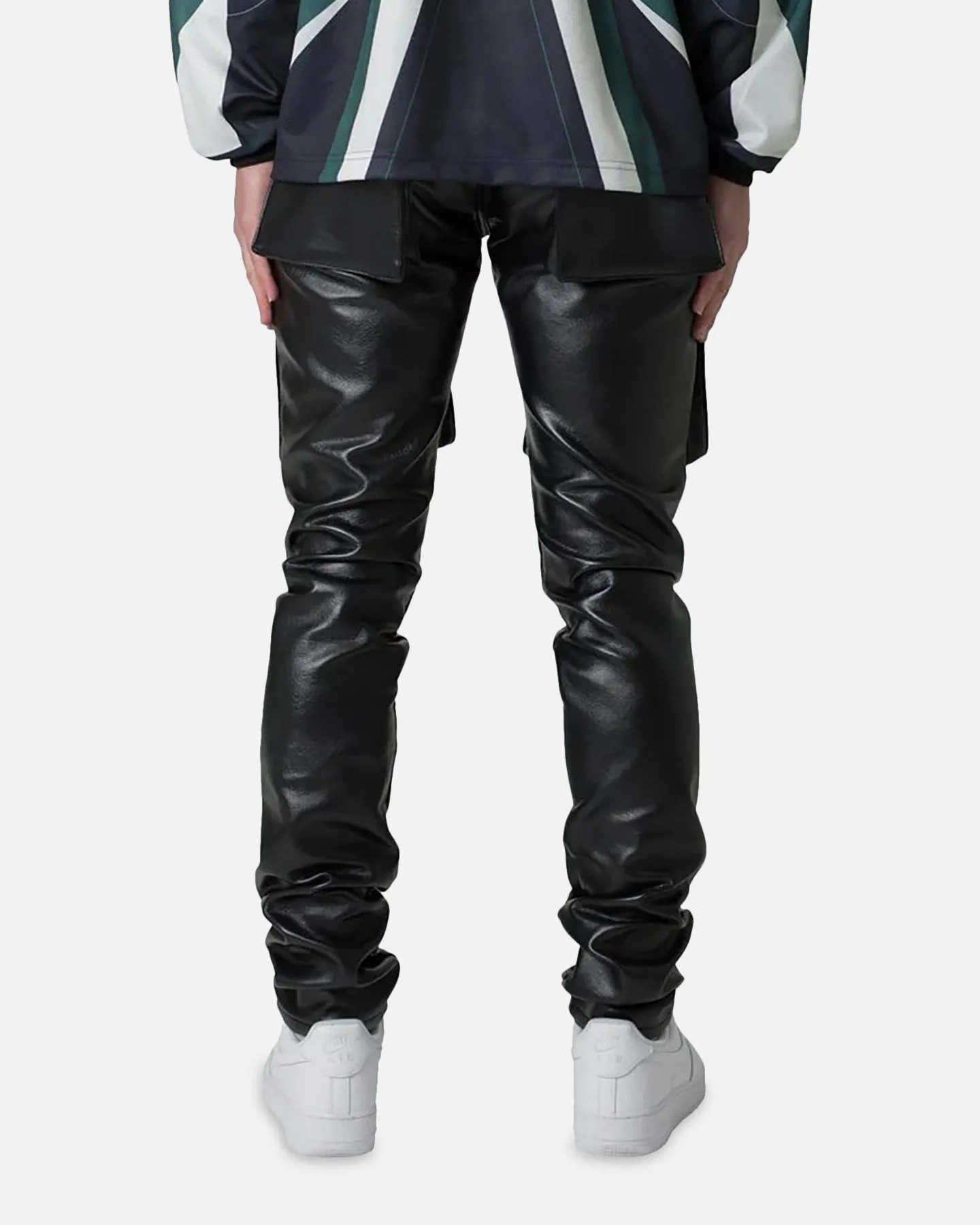 MNML Leather Snap Cargo Pants Black