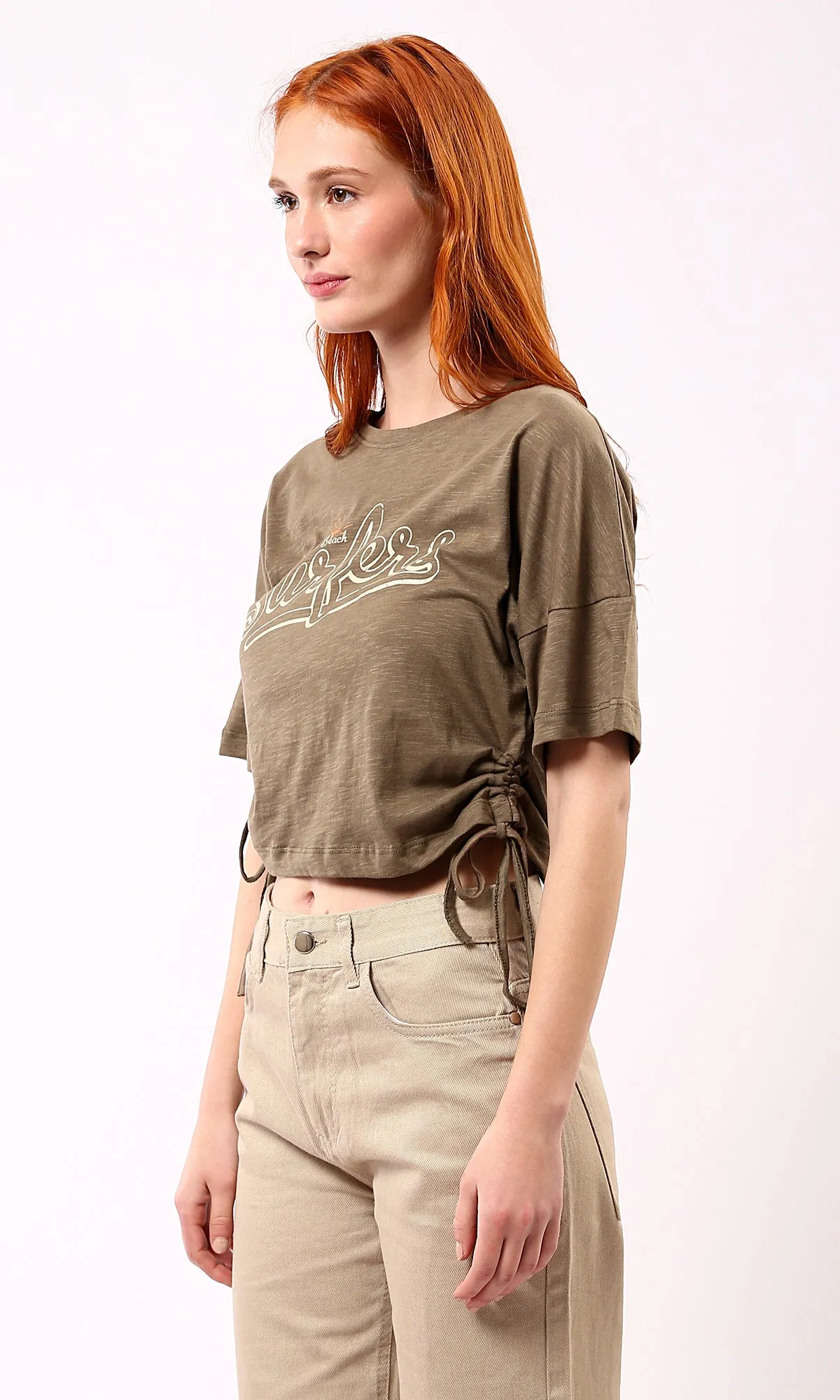 O180446 Printed Heather Mocha Summer Short Tee