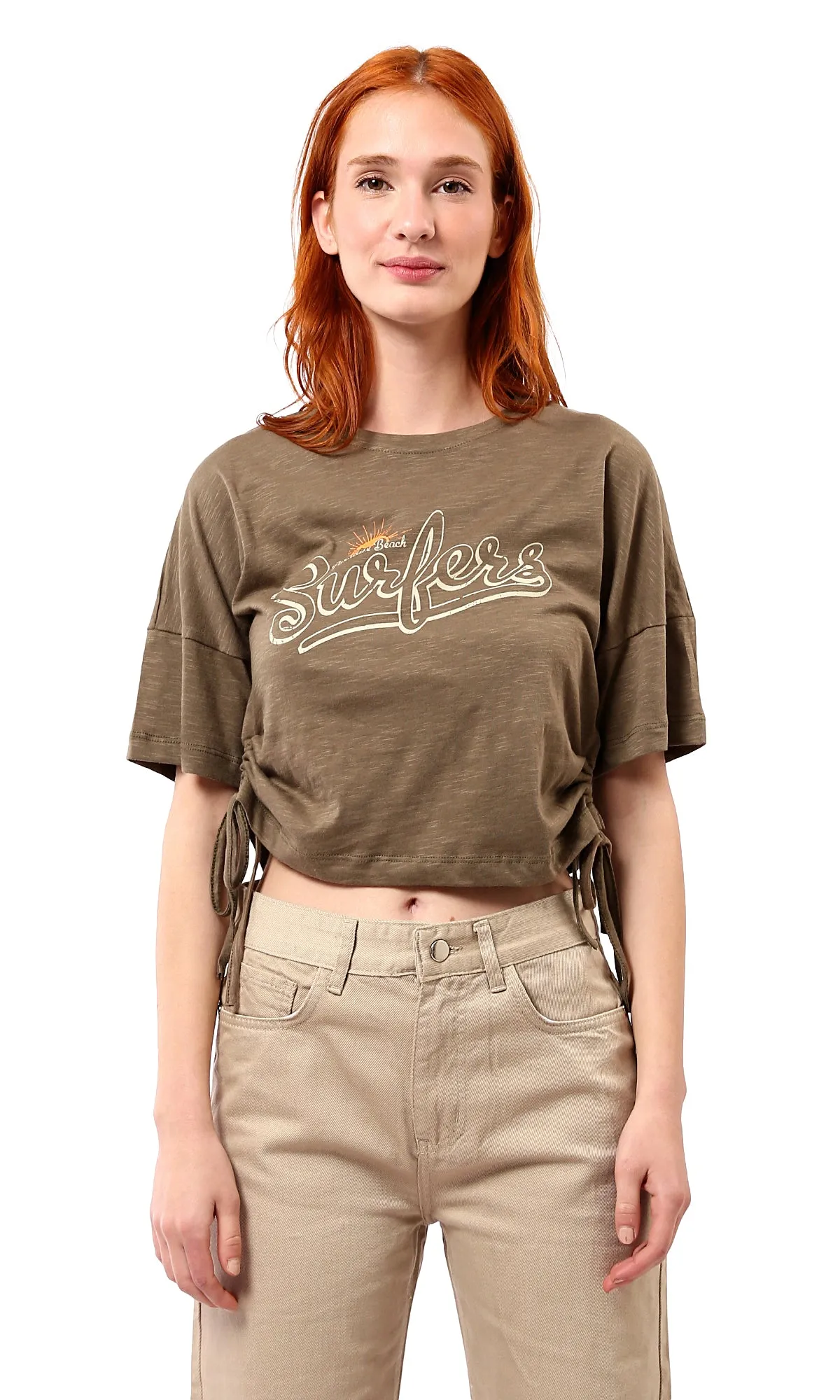 O180446 Printed Heather Mocha Summer Short Tee