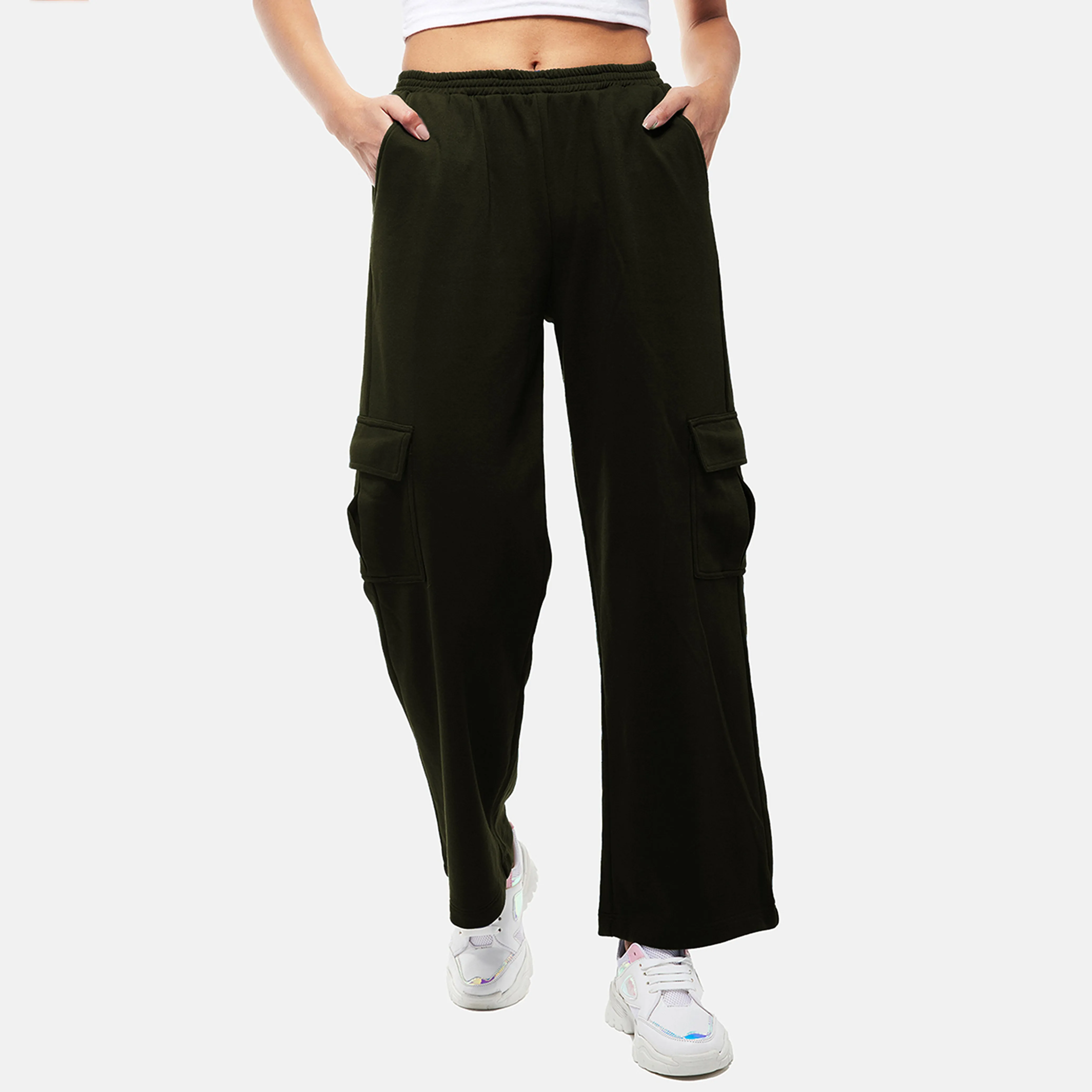 Olive Pull-up Cargo Pants