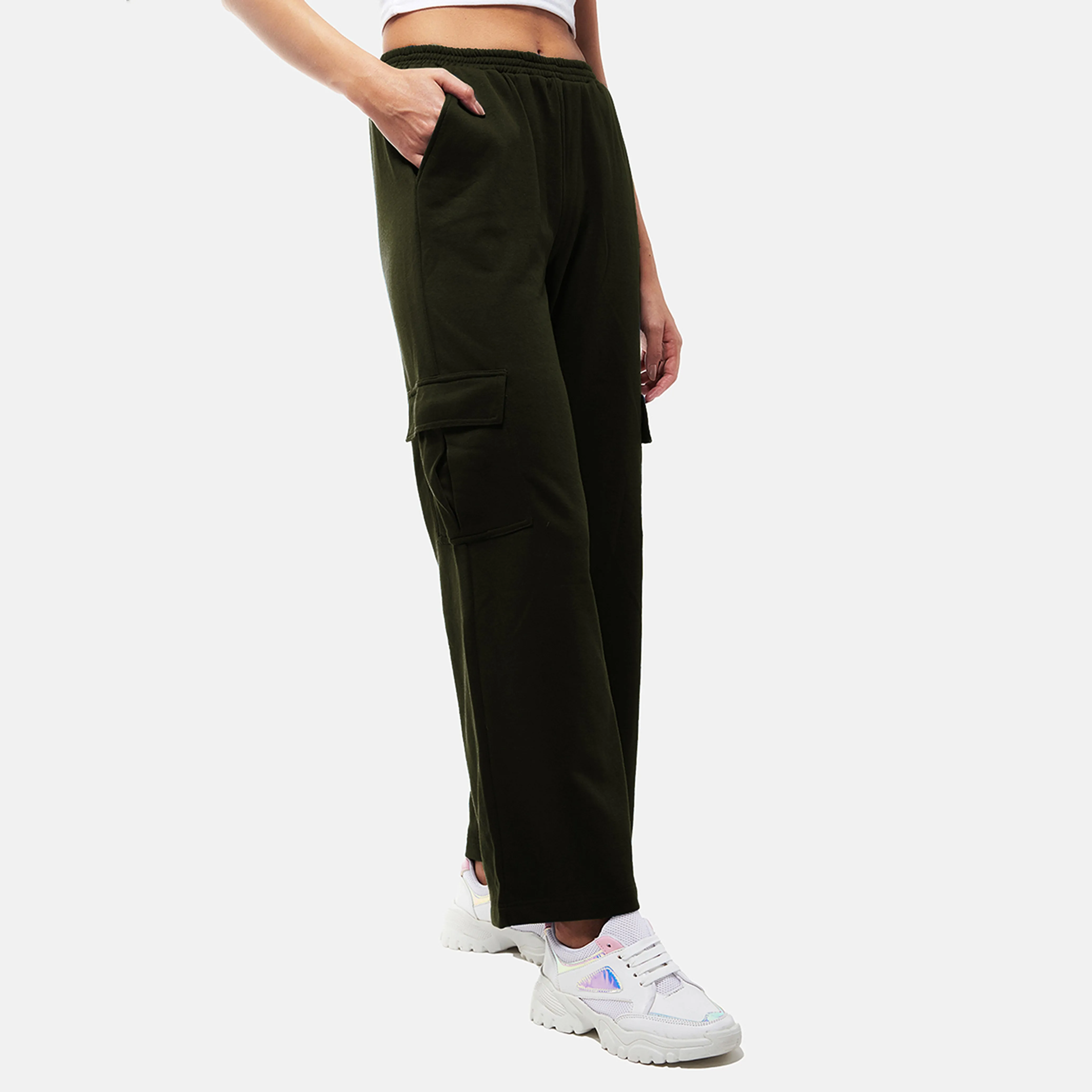 Olive Pull-up Cargo Pants