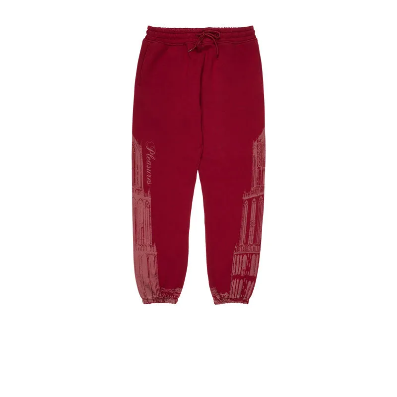 PLEASURES WARSAW SWEATPANTS BURGUNDY P21W033