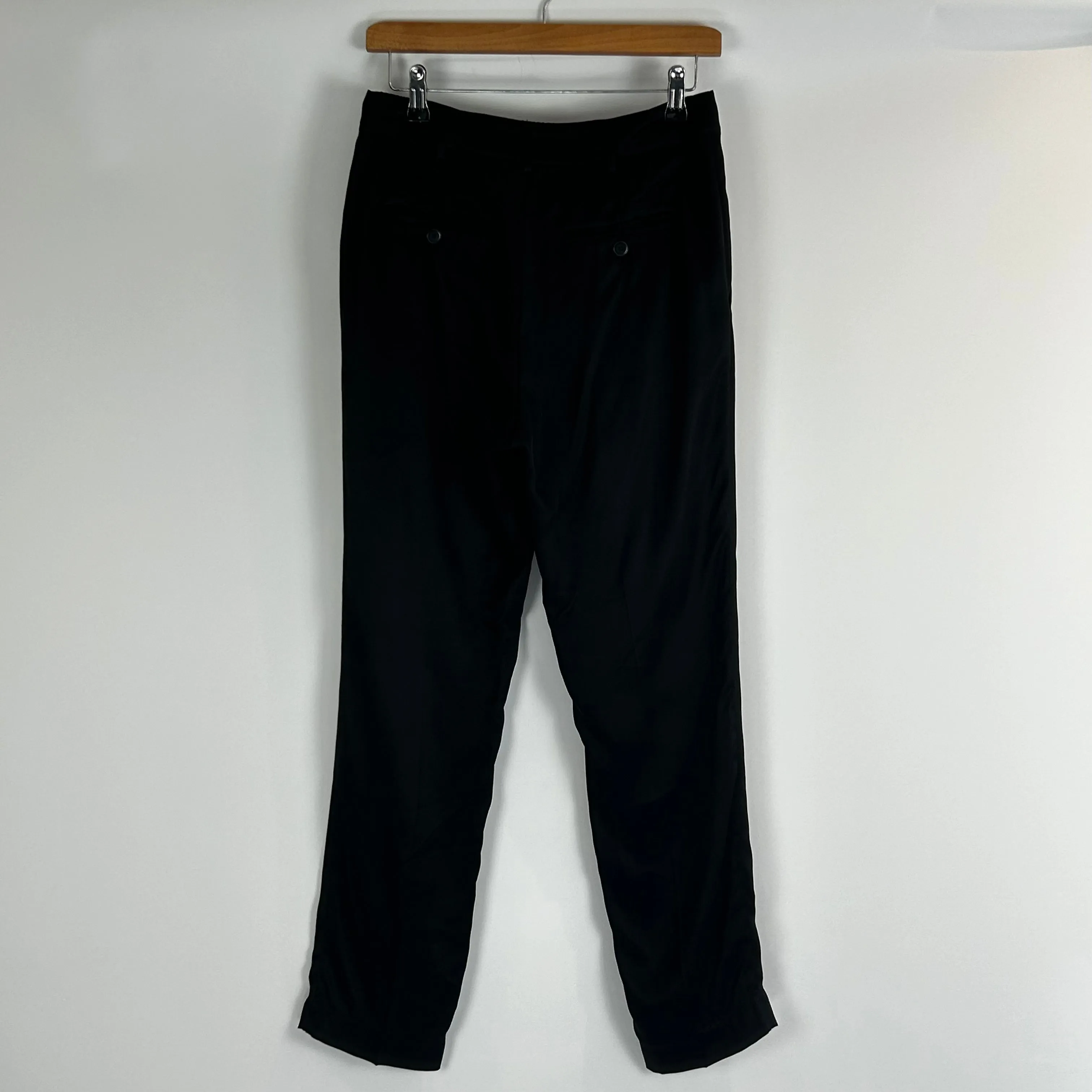 Pomandere Black Satin Tailored Pants XXS