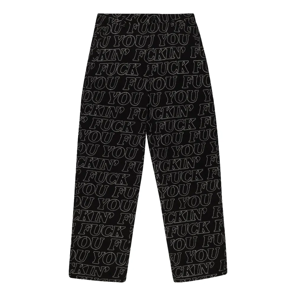 RIPNDIP FUCKIN FUCK QUILTED WIDE LEG PANTS-BLACK