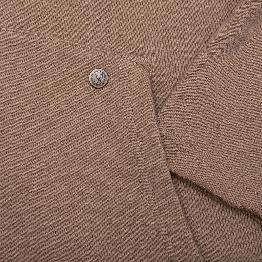 Script Embroidered Hoodie - Light Brown