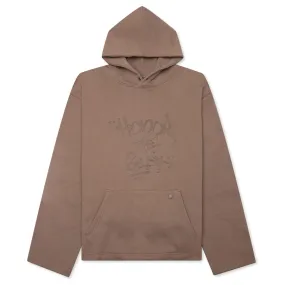 Script Embroidered Hoodie - Light Brown