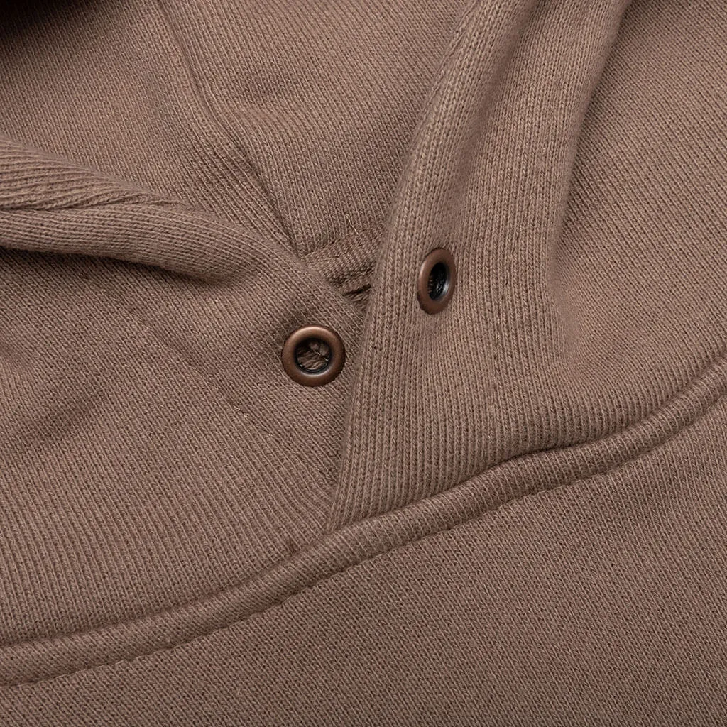 Script Embroidered Hoodie - Light Brown