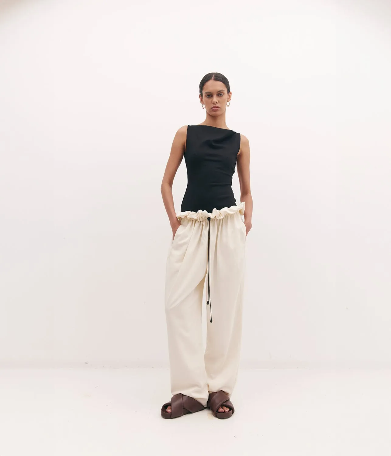 Optimized Title: Elegant Ivory Sherman Trousers for Women - Stylish Casual Pants